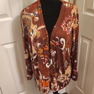Chico's Vibrant Brown Floral Blazer